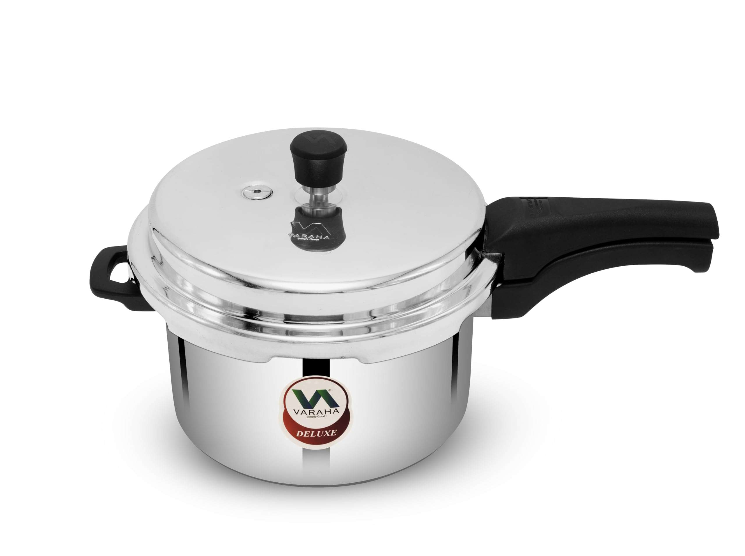 Varaha Deluxe 5 Litres Pressure Cooker | Outer Lid | Heavy Gauge Food Grade Virgin Aluminium | Induction & Gas Stove Compatible | ISI Certified | 5 Years Manufacturer's Warranty | Silver
