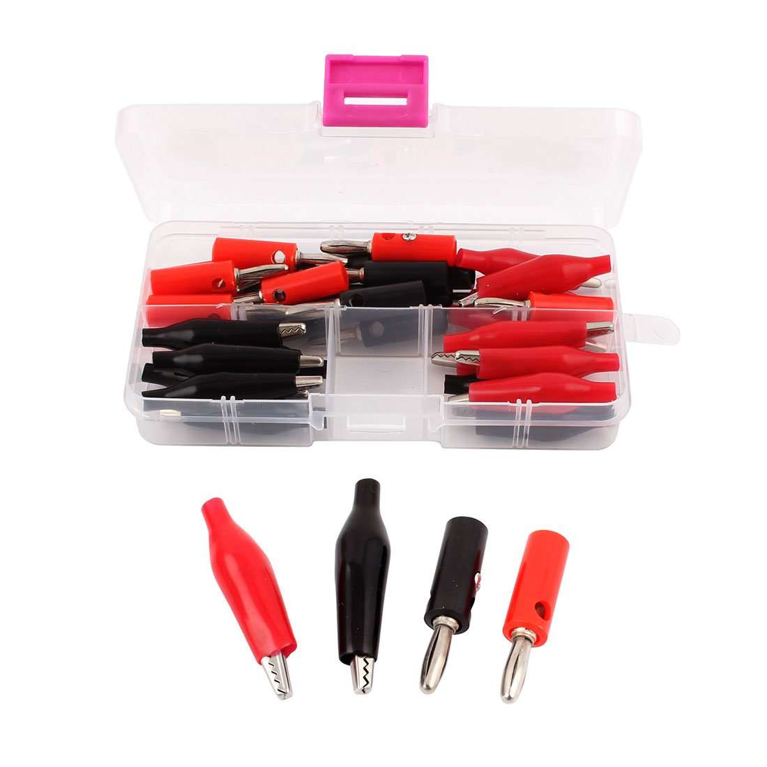 uxcell 32Pcs Black Red Plastic Coated Alligator Clip + Banana Connector for Multimeter Test Work 1