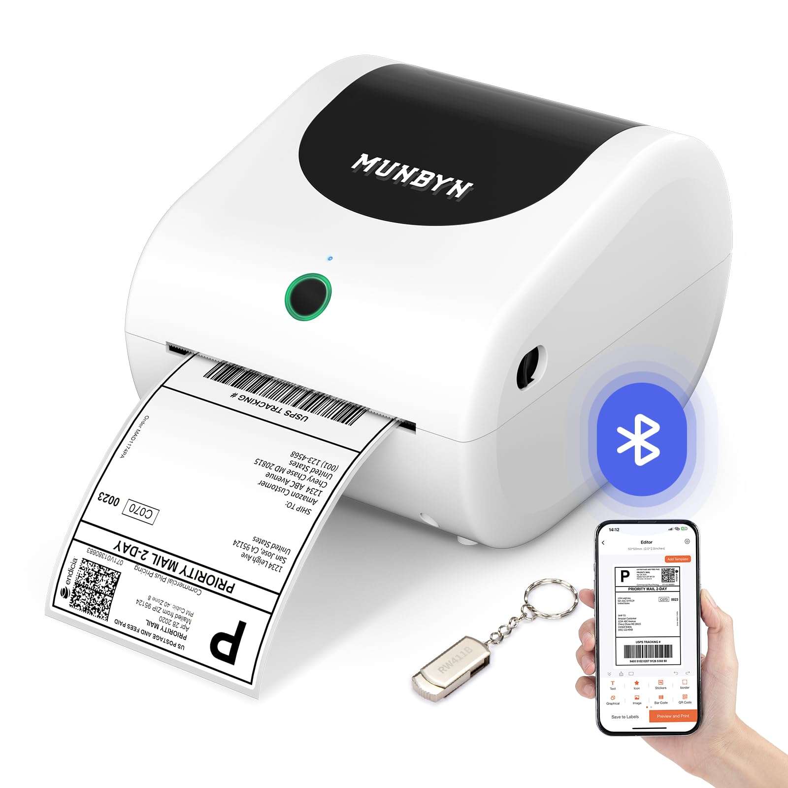 MUNBYN RW411B Shipping Label Printer and Postal Scale 3