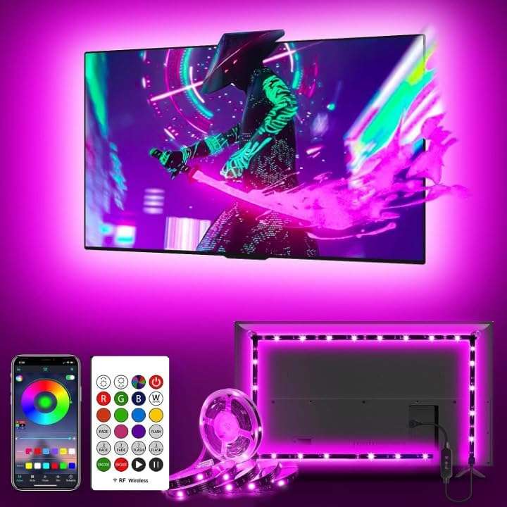 Gesto 5V USB Led Strip Light – Music Sync RGB Multicolor Background Lighting for TV PC Laptop Bias Lighting Gaming Room | TV Backlight Bluetooth App. and Remote Controlled (5 Meter for 49-85" TV's) 1