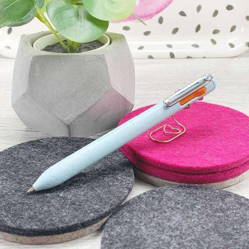 Pentel iZee 4 in 1 Color 1.0mm Ballpoint Pen Combo | Attractive Honeycomb Finger Grip with Smooth Flowing, Oil Base Ink | Dark Blue Barrel & Light Blue Barrel | Multicolour Ink, Pack of 4 4