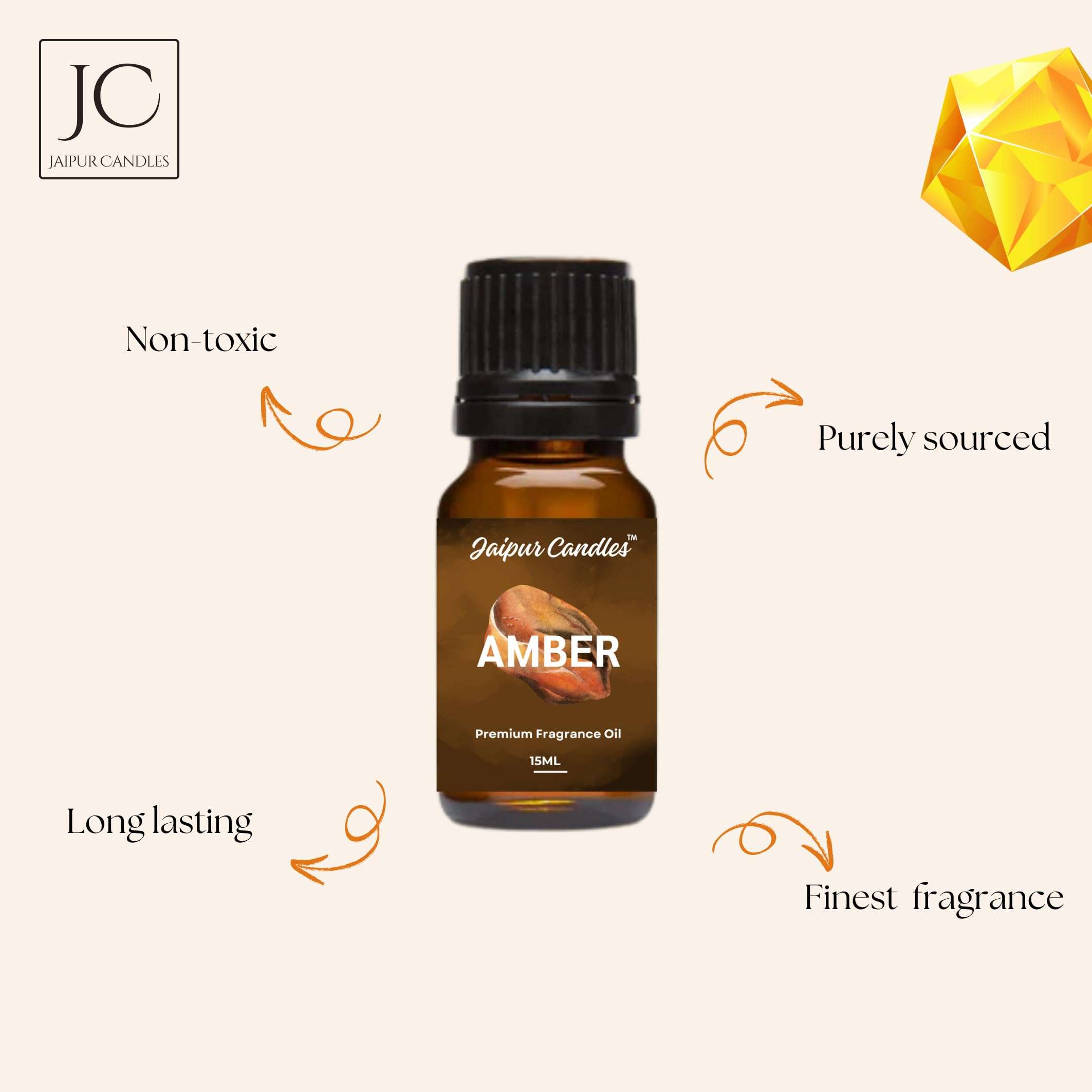 Jaipur Candles Amber Fragrance Oil | 15 ml | Aroma Oil for Home Fragrance | Best for Aromatherapy | Use in Diffusers, Candles, Air Fresheners (15ML, Amber) 5