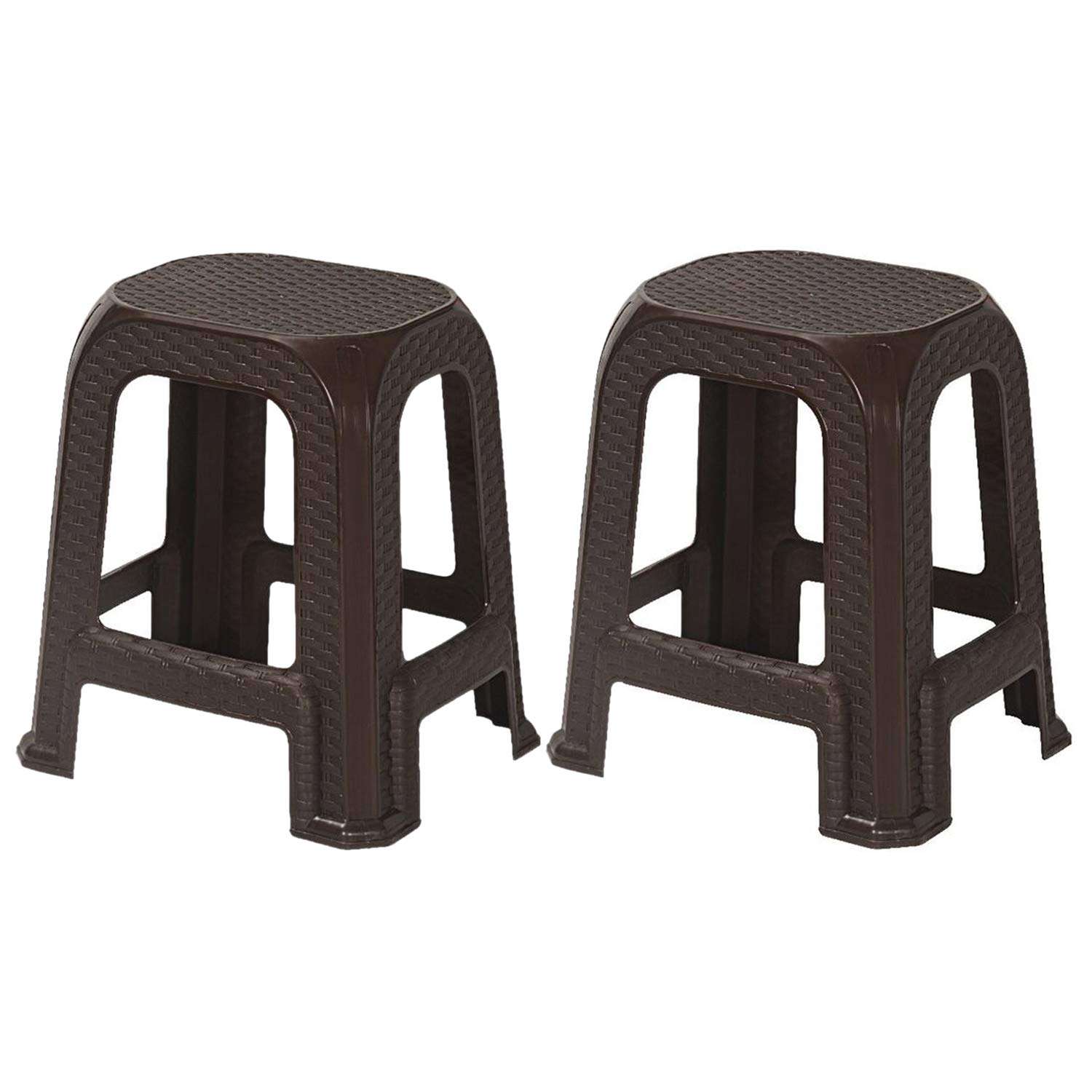 Nilkamal Plastic Stool, Set of 2 - Season Rust Brown 1