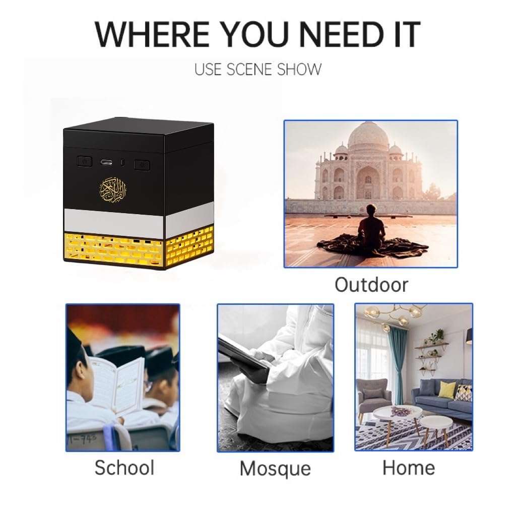 Telawah Kaaba Quran Speaker with Remote Control for 114 Quran Surahs, Night Light MP3 Music Player with 18 Reciters and 16 Translations 4