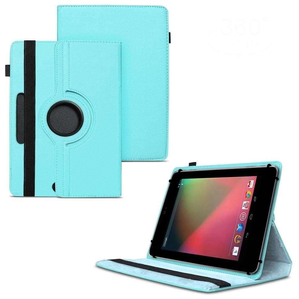 TGK Rotating Cover for Asus Google Nexus 7 2012 Tablet (7 inch) (Sky Blue) 360 Degree Universal 3 Camera Hole Leather Stand Case 1