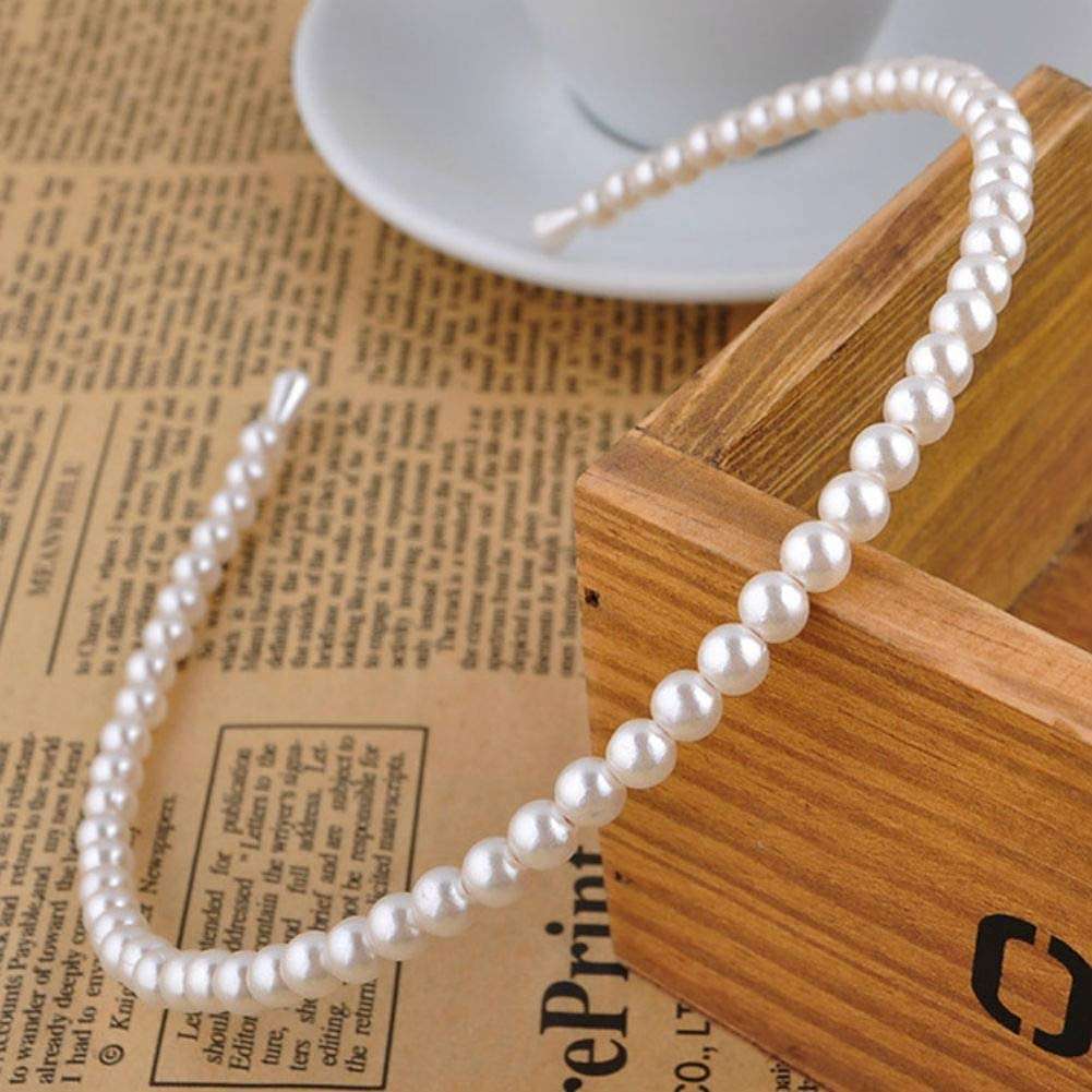 2 Pack Simple Design Imitation Pearl Headband Lady Full Pearl Bead Fashion Stylish Headband Wedding Party Bridal Hair Hoop 3