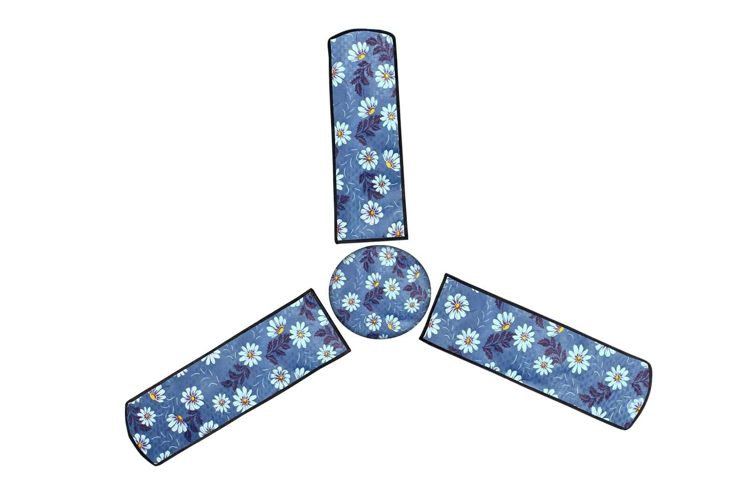 The Furnishing Tree Waterproof & Dustproof Three Blade Ceiling Fan Cover with Attachable End Enclosure Set of 1 Fan Cover Floral Blueish Grey 5