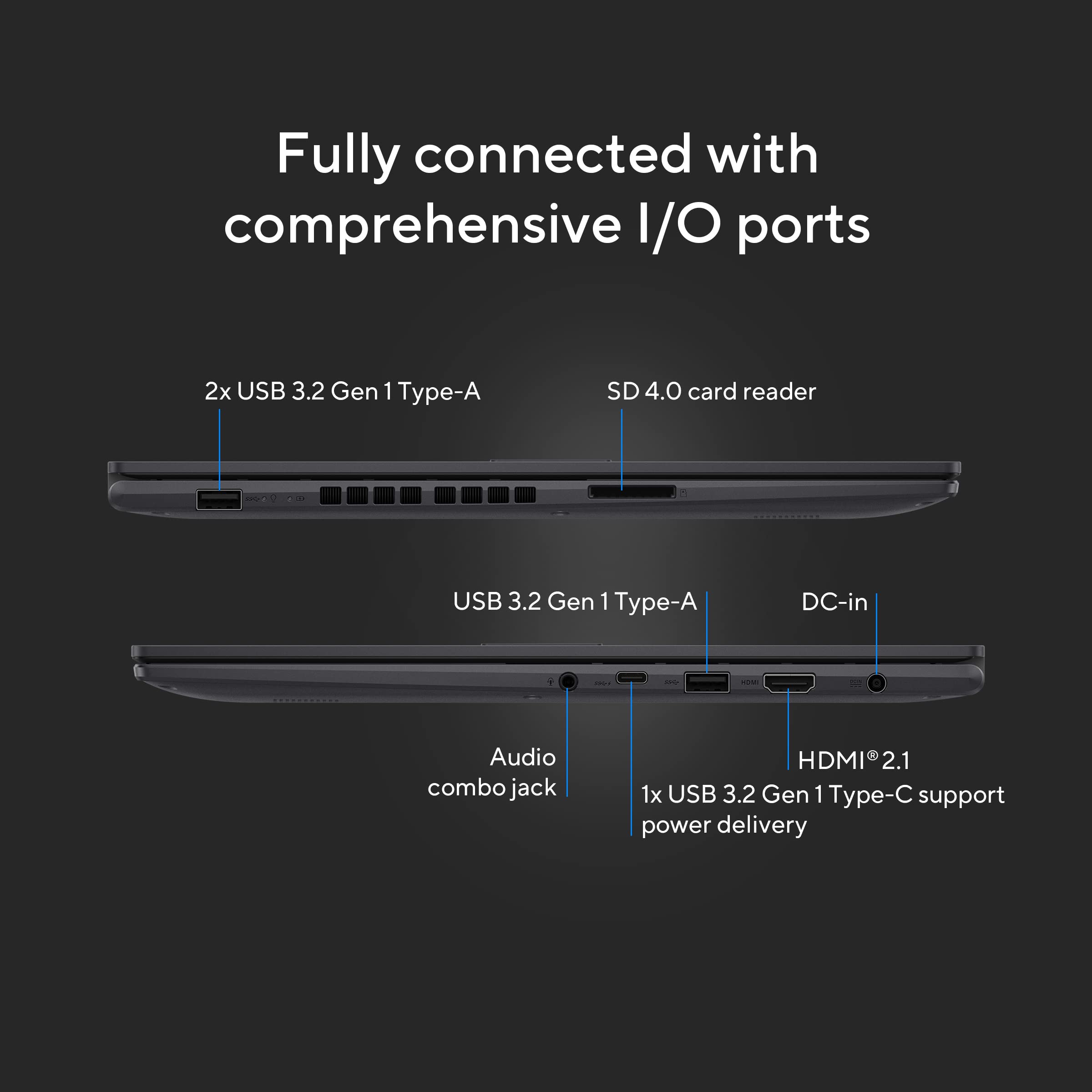 ASUS Vivobook 16X, 16" FHD+ (1920 x 1200), Intel Core i5-13420H Processor, (16GB RAM/512GB SSD/RTX 3050/Windows 11/Indie Black/1.8 Kg), K3605VC-RP412W 6
