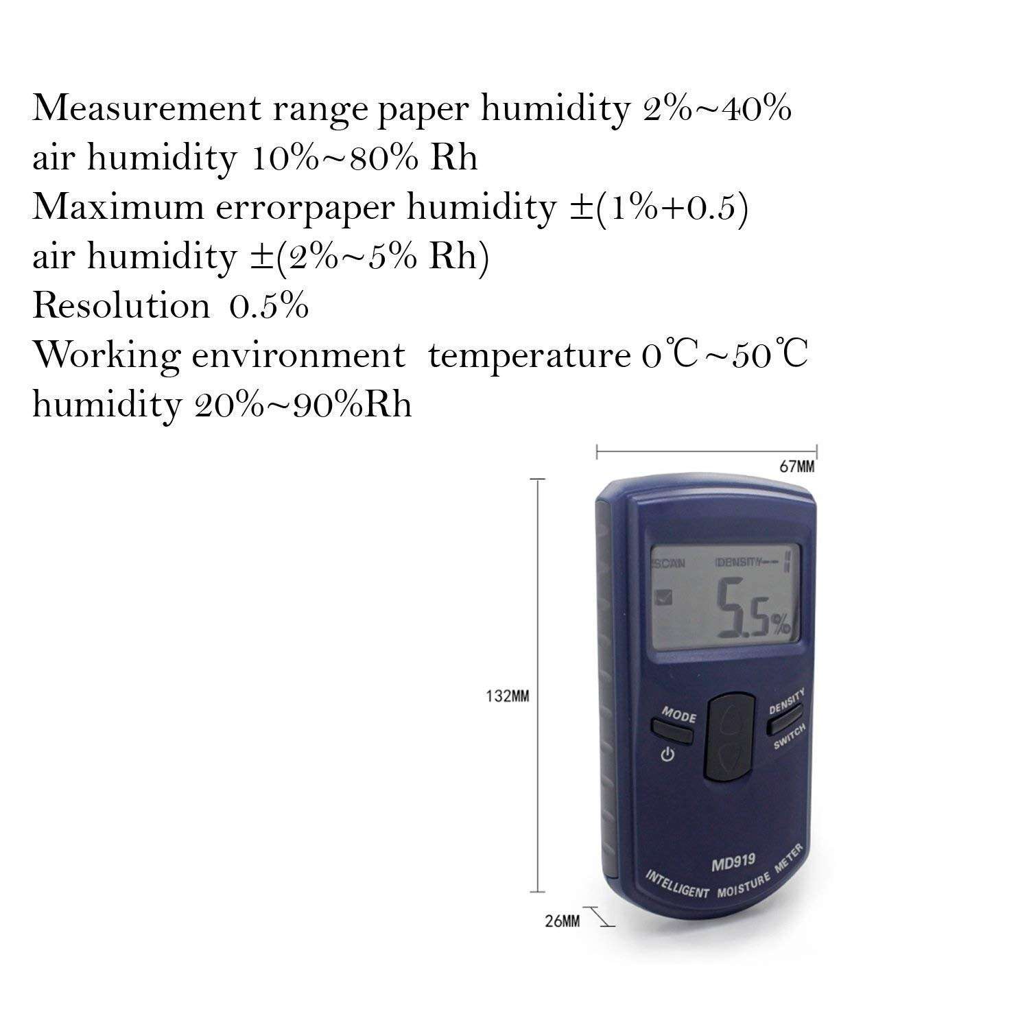 YYONGAO Water Quality Meter, Inductive Digital Paper Moisture Tester Meter Detector Gauge MD919 Range 4%~40% Electronic Testing Equipment 3