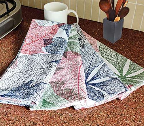 ecoprint Pure Cotton Kitchen Towel | Cleaning Towel | Drying Towel | Multi-Purpose | (Pack of 2/4 - Multicolored Printed Towels) (2) 1