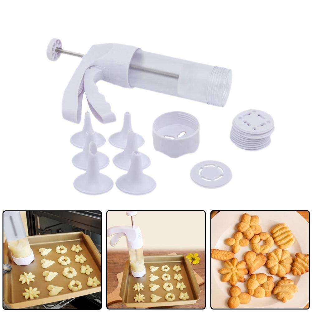 ON SHOPPY (LABEL) Cookie Press, Manual Cookie Maker Machine DIY Household Cookie Maker Press Includes 12 Cookie Disc Shapes + 6 Cream Flower Mouth Baking Tool Cookie Cutter 3