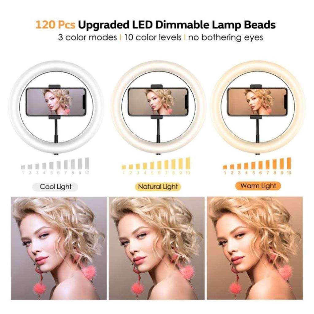 QAZWC-A1 14'' Selfie Ring Light with Tripod Stand and Phone Holder LED Circle Lights Halo Lighting for Make Up, Live Photo,Photography,Vlogging Video 2