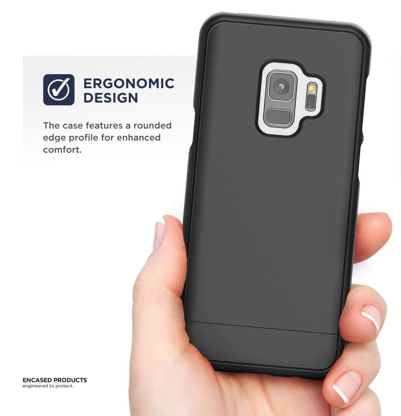 Encased Samsung Galaxy J8 Case, Slim Protective Grip Phone Cover (Slimshield Series) Ultra Thin Fit Design for Galaxy J8 - Smooth Black 2