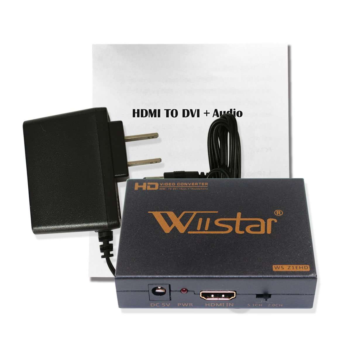 Wiistar HDMI to DVI Converter Spdif/Toslink Earphone Output Audio Video Converter for PS/XBOX360,/Blue-ray DVD,/HD STB 6
