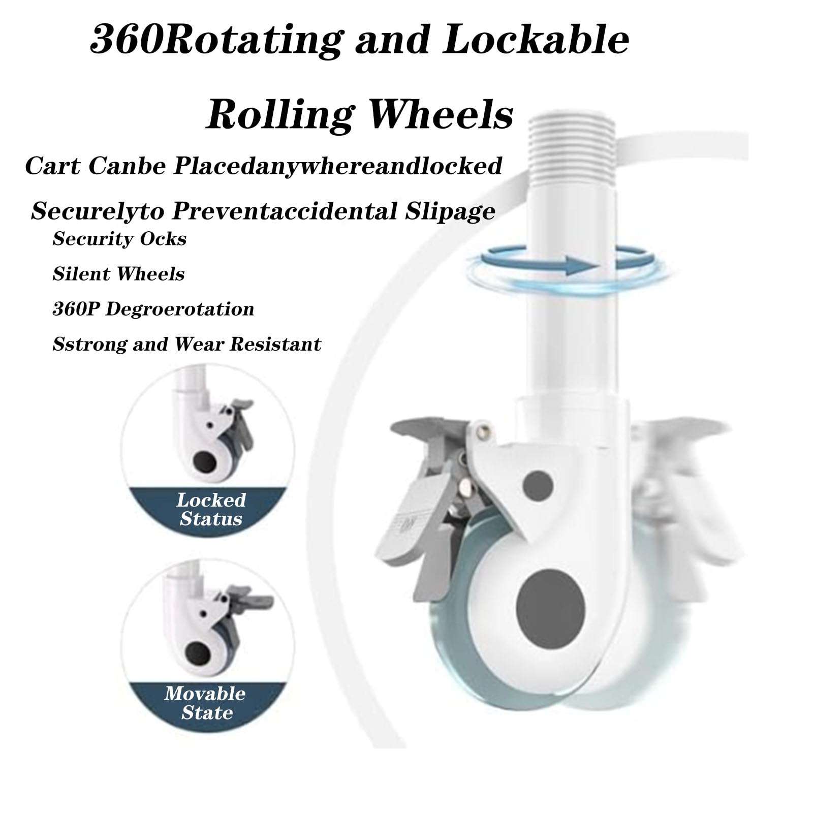 WLEJSL Rolling Utility Cart, Multi Layer Esthetician Cart with Wheels Mobile Medical Carts Crash Cart with Wheels for Beauty, Salon, SPA, Commercial,A2 6