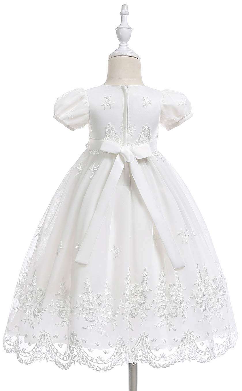 Meiqiduo Baby Girl Christening Dress Baptism Gowns Princess Wedding Party Formal Dresses (12M/12-15Months, Ivory) 4