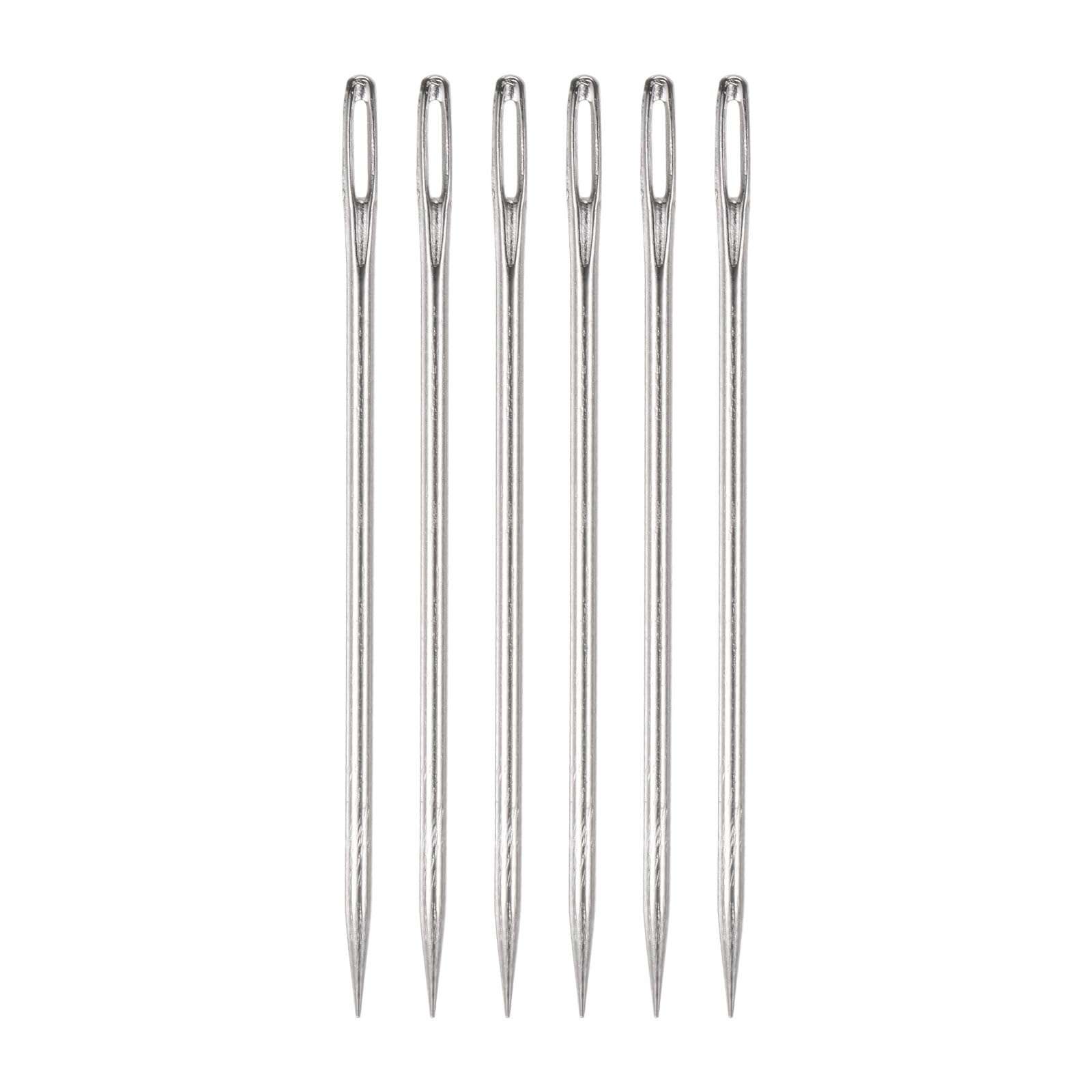 HARFINGTON 6pcs 4 Inch Upholstery Needles Large Eye Stitching Needles Stainless Steel Straight Hand Sewing Needles for Home Hand Sewing Leather Tapestry Embroidery Tufting Webbing Carpet