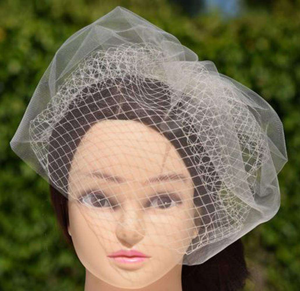 Denifery Bircage Veil Bridal Hair Piece Wedding Headpiece Black Veil Short Tulle Veil Bridal Comb Wedding Acessory (Black) 4