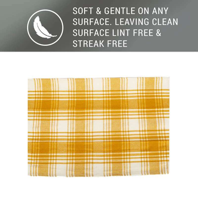 Rise n Shine Tea Kitchen Utensils Dish Cleaning Towel Cloth Napkin 260 GSM High Absorbant Machine Washable Reusable Multipurpose Superior Cotton 45cm x 70cm Pack of 6 (Yellow & White) 3