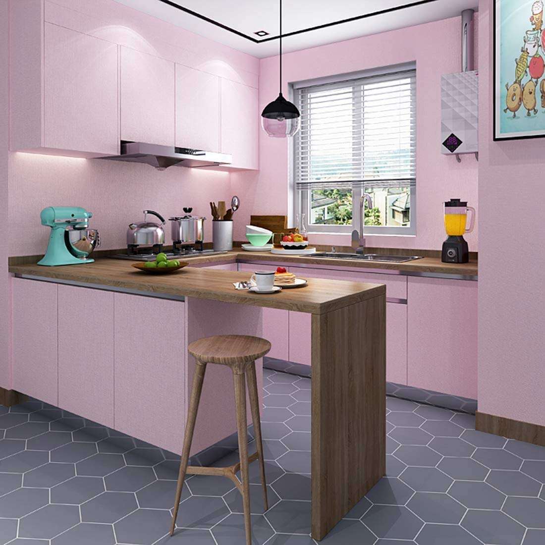 AUTOWRAP® : Pink Wallpaper Solid Color Light Pink Peel and Stick Wallpaper Self Adhesive Wallpaper Removable Wallpaper Light Pink Shelf Liner Drawer Liner Wallpaper Size : 24'' x 118'' inches 5