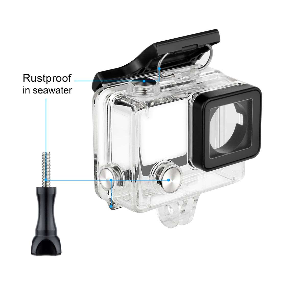 GEPULY Waterproof Housing Case for GoPro Hero 4 Black, Hero 4 Silver, Hero 3+, Hero 3 Underwater Photography - Waterproof Up to 131 ft (40M) - with Quick Release Mount, Thumb Screw 4