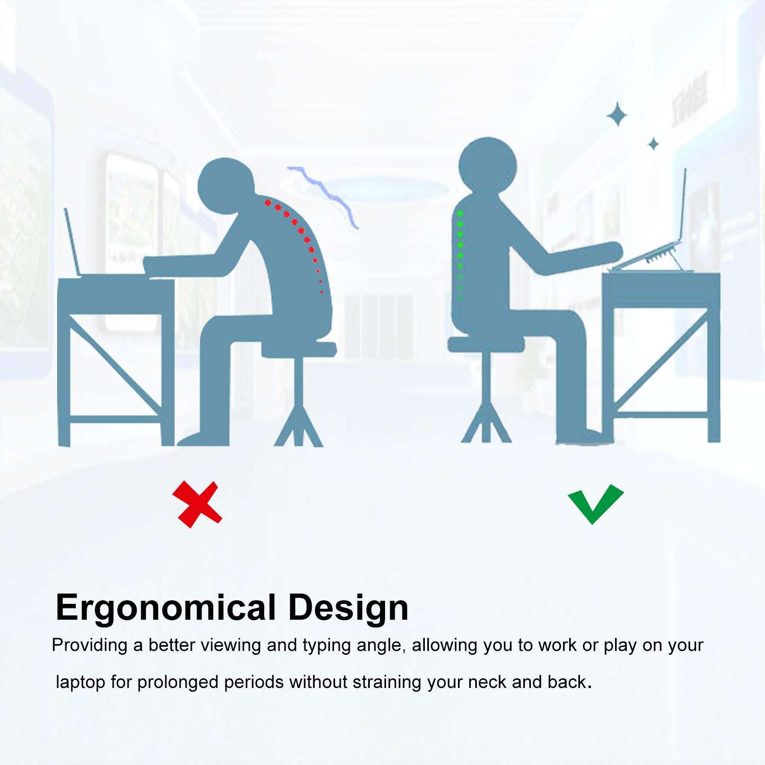 Laptop Stand Compatible with Apple MacBook Air/Pro Portable Laptop Riser Adjustable Foldable Notebook Stands Holder for Desk for Samsung, Lenovo and More Laptops up to 7"- 15" Silver, 2019 4