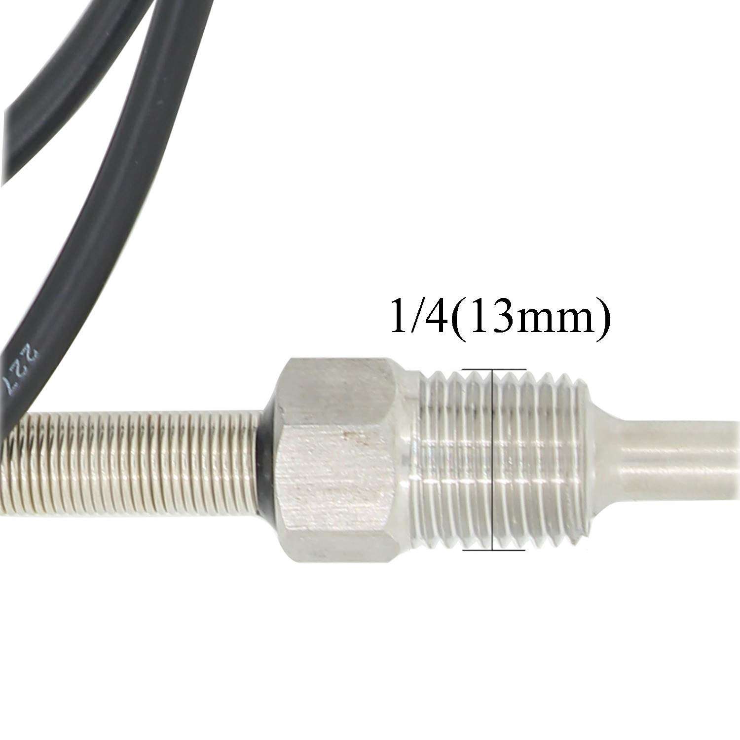 ds18b20 probe 1/2 3/4 1/4 inch m12x1mm m10x1.5mm ds18b20 threaded temperature probe with stainless steel thermowell 30 50 100 150 200 300 400 500 mm (Thread 1/4 inch, 300mm) 3