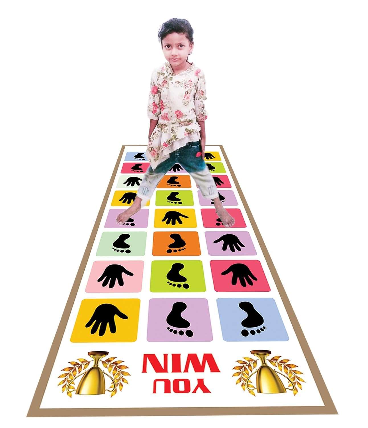 VK Handicraft Kids Indoor Outdoor Hopscotch Mat, Hands and Feet Movement Game, Multicolored PVC Flex