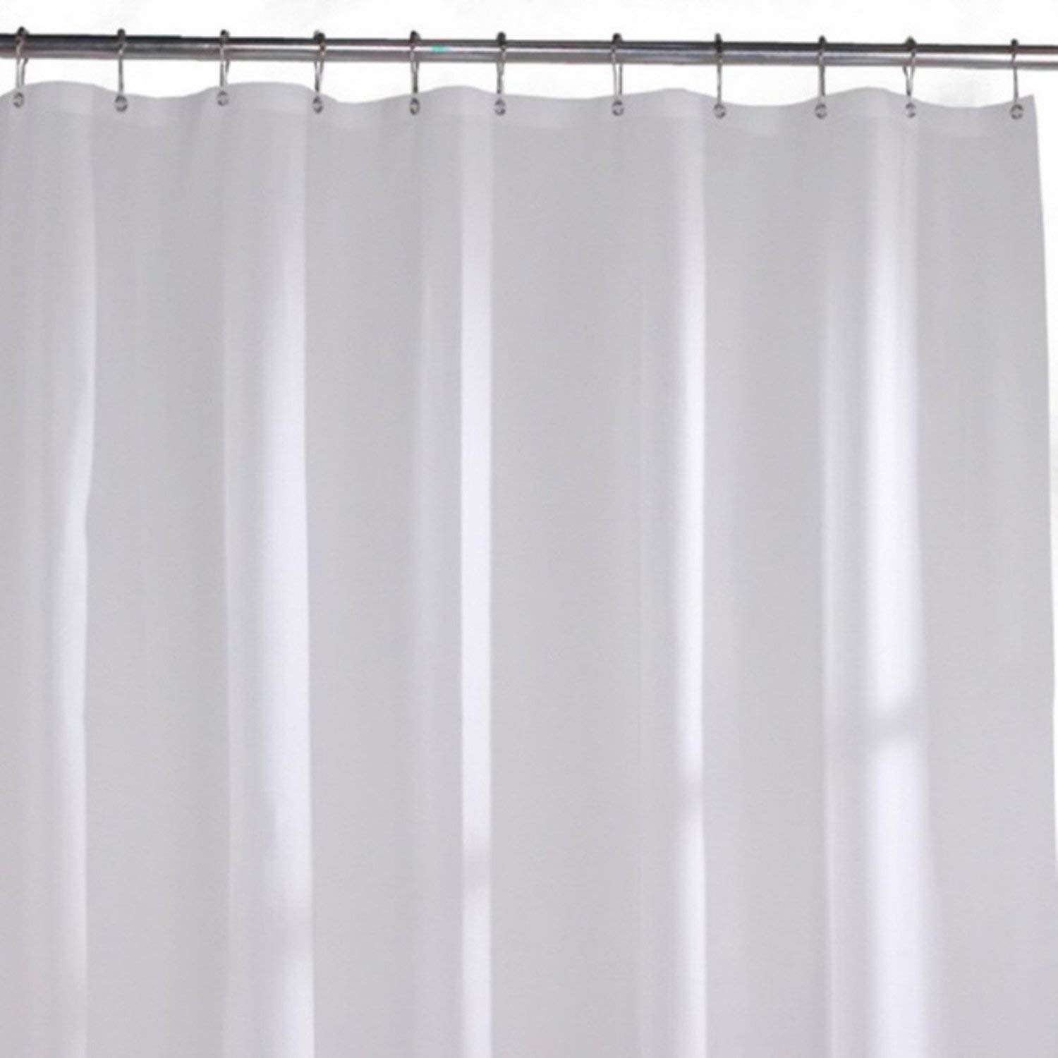 Fabfurn™ Set of 2 Transparent (0.15 mm) PVC Shower Curtains, AC Curtain with Hooks - 9 Feet 5
