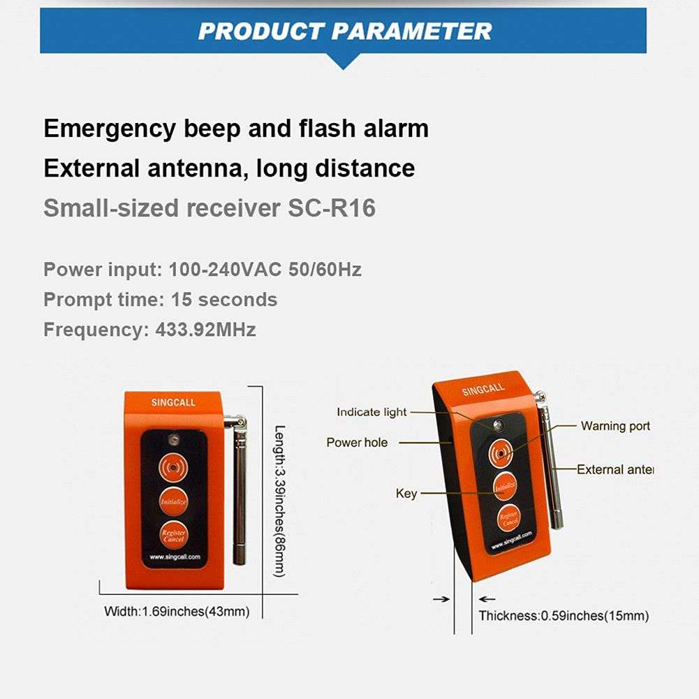 SINGCALL Home Caring Alarm System Nurse Call,Oval Rounded Lightweight Convenient,Fit for Old, Patients Children,A Caregiver Receiver 2 Necklace Pagers 4