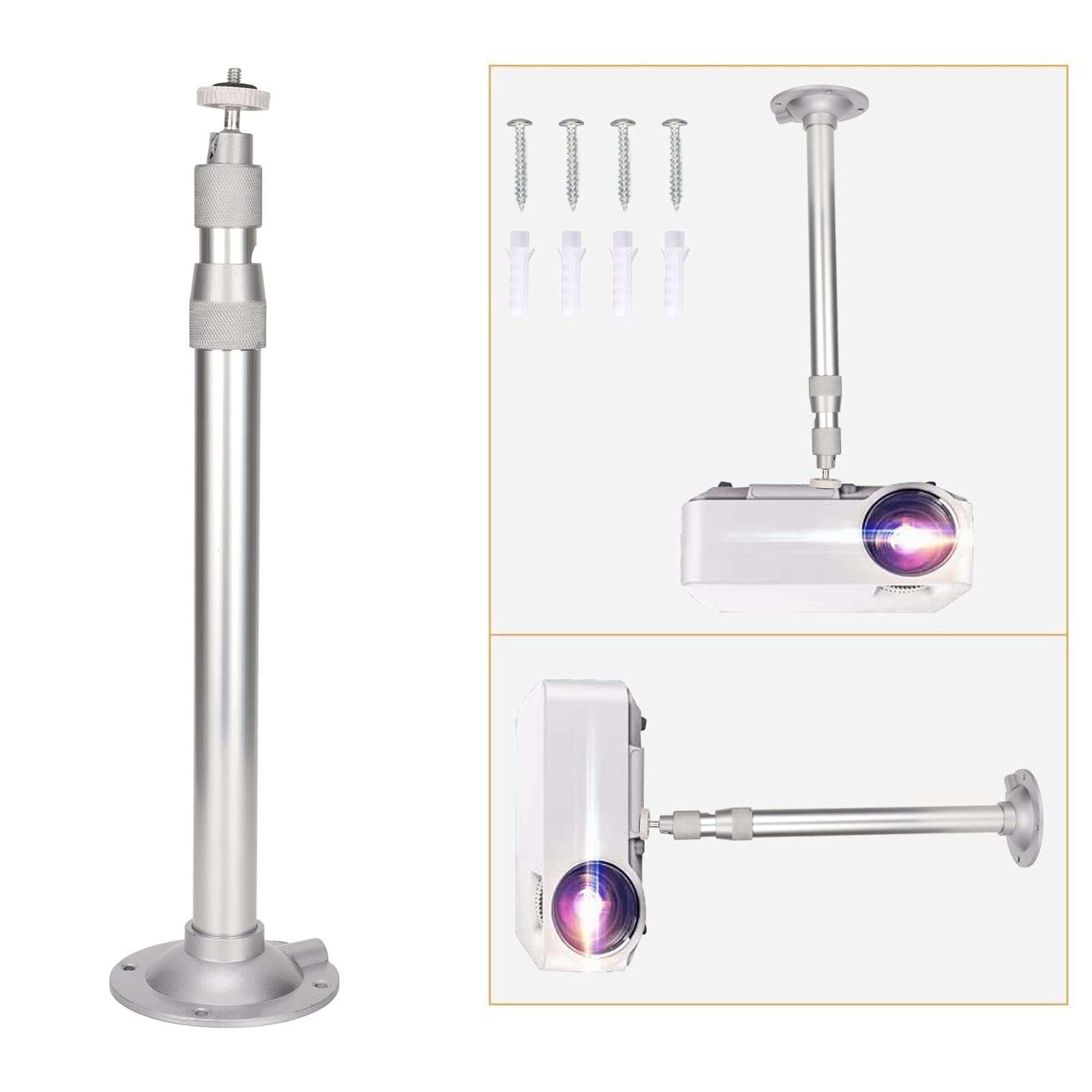 Mini Ceiling Wall Projector Mount Stand 360° Adjustable Universal Projector Mount Wall Mounted 5kg Load with 1/4in Thread Projector Ceiling Mount Projector Mounting for Ceiling 3