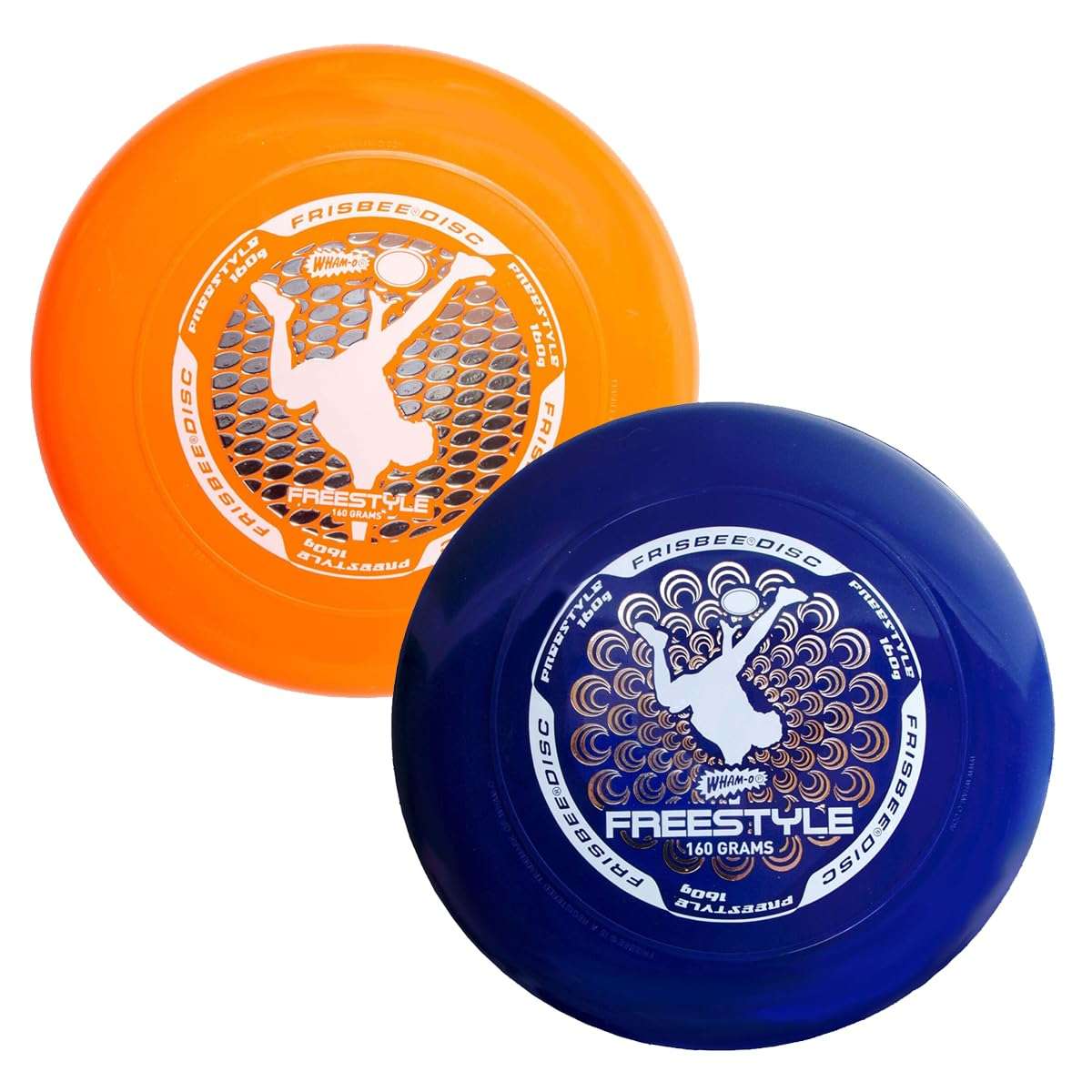 Wham-O Frisbee Freestyle - 160 Grams Sport Disc for Beach, Backyard, Lawn, Park, Camping and More - Great for All Ages (2 Pack (Blue + Orange)) 1