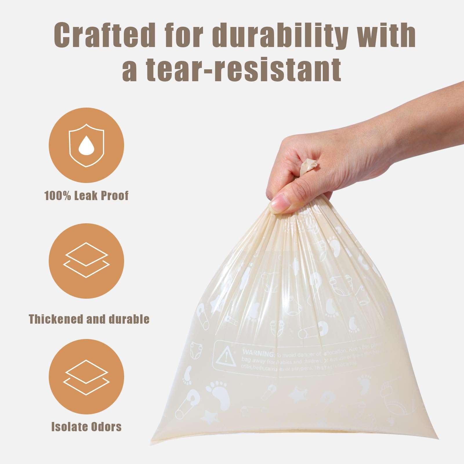 USBOO Diaper Bags Disposable for Baby, Biodegradeable Dirty Diaper Bags (8 Refill Rolls/120 Bags) with Dispenser, Leak Proof Diaper Trash Bags, Baby Poop Bags, Cherry Blossom Scent 6