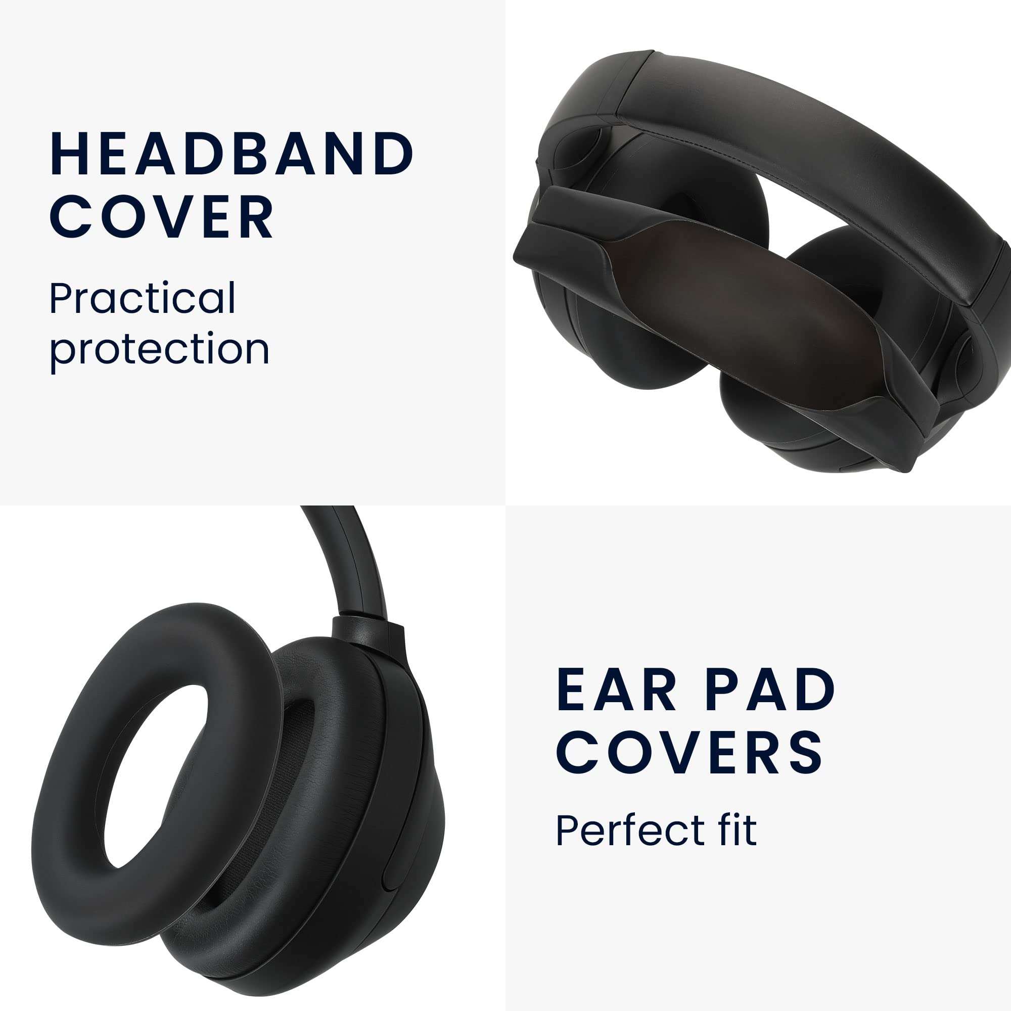 kwmobile Silicone Headband and Ear Pads Cover Set Compatible with Sennheiser Momentum 4 Wireless - Covers - Black 4