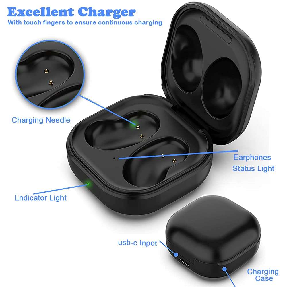 YoYaFe Charging Case for Galaxy Buds Live, Charger Case Compitable with Samsung Galaxy Buds Live Wireless Earbuds, Galaxy Buds Live Replacement Charger Case (Not Support Wireless Charging) - Black 2
