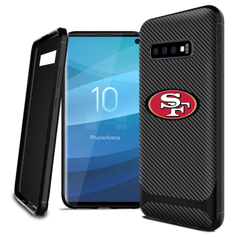 Samsung Galaxy S10 Case 49ers Cover Slim Soft Carbon Fiber Pattern Silicone TPU Protective Durable Snap on Shell for S10 6.1 Inches Black 3