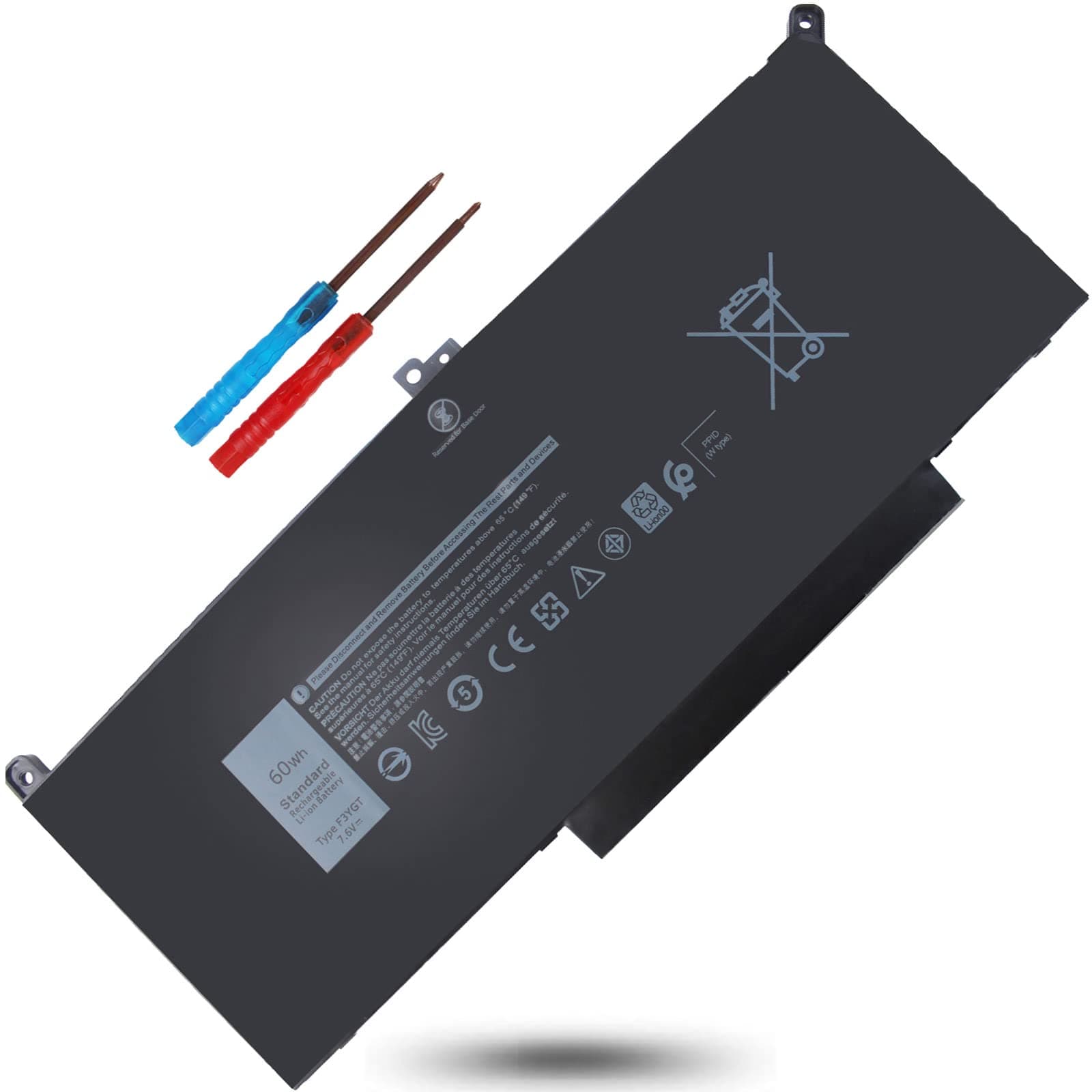 60Wh F3YGT Laptop Battery for Dell Latitude 12 7000 7280 7290, 13 7000 7380 7390 P29S002,14 7000 7480 7490 P73G002 Series,DM3WC 2X39G KG7VF 451-BBYE 453-BBCF DM6WC E7480 E7280 E7490 E7390 E7290 E7380 1