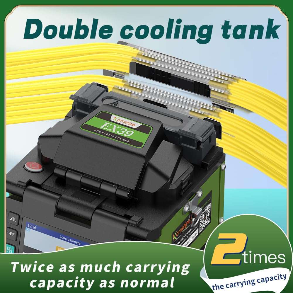 Komshine Optical Fusion Splicer EX39 FTTH Mini Fiber Fusion Splicer Machine Kit 8s Fast Splicing Fast-Heating 18s with Fiber Cleaver FC-20+ 1310/1550nm 32/30dB Singlemode OTDR Komshine QX55 Mini OTDR 5