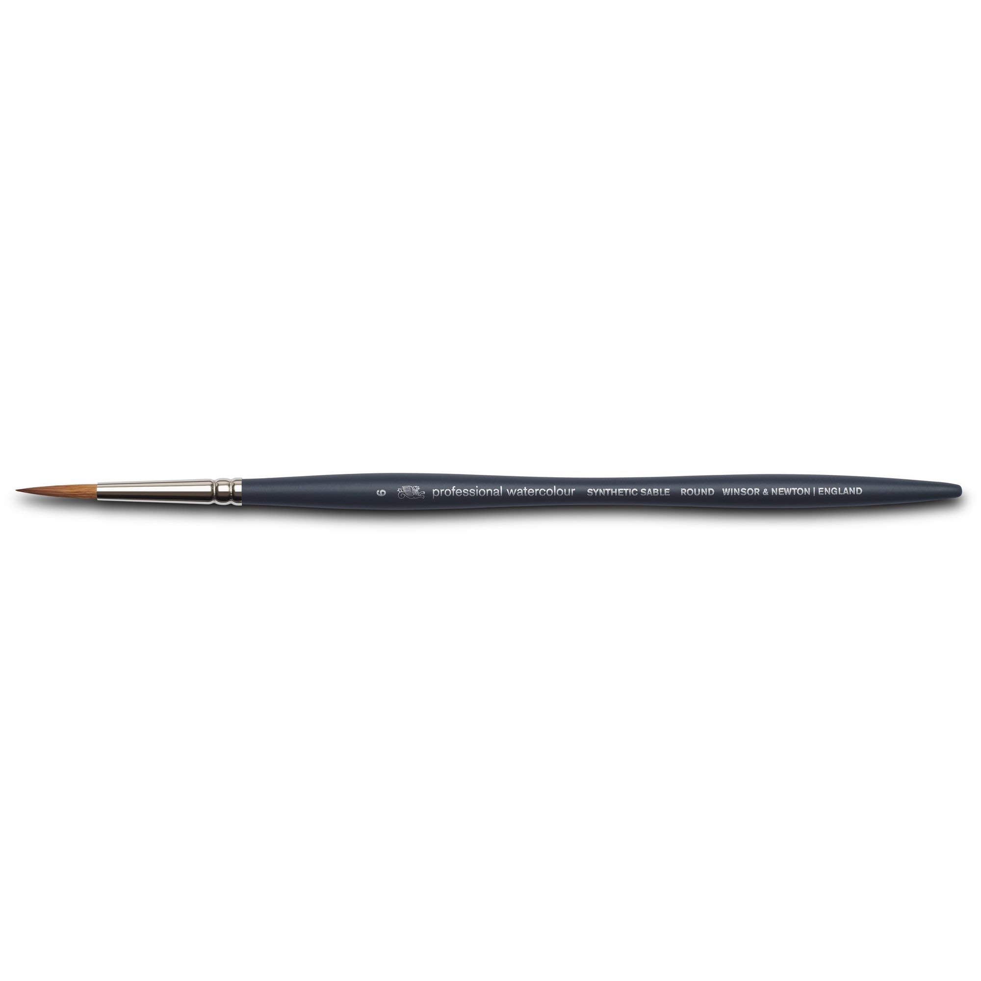 Winsor & Newton Professional Water Colour Synthetic Sable Hair Brush - Round - Short Handle - Size - 6