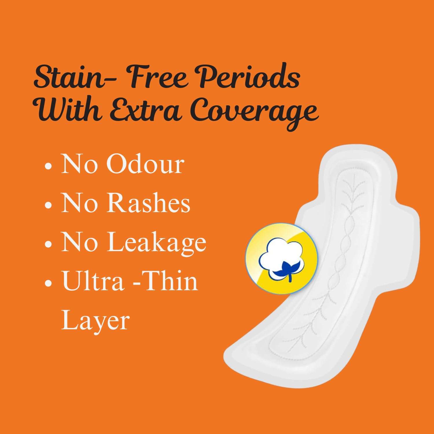 Floh Sanitary Pads XL (50 Pads) + Feminine Cramp Roll-On 10ml | Aloe Vera Enriched, Ultra Thin with Double Flap | Period Pain Relief Combo | 100% Natural, Quick Relief Roll-On 4