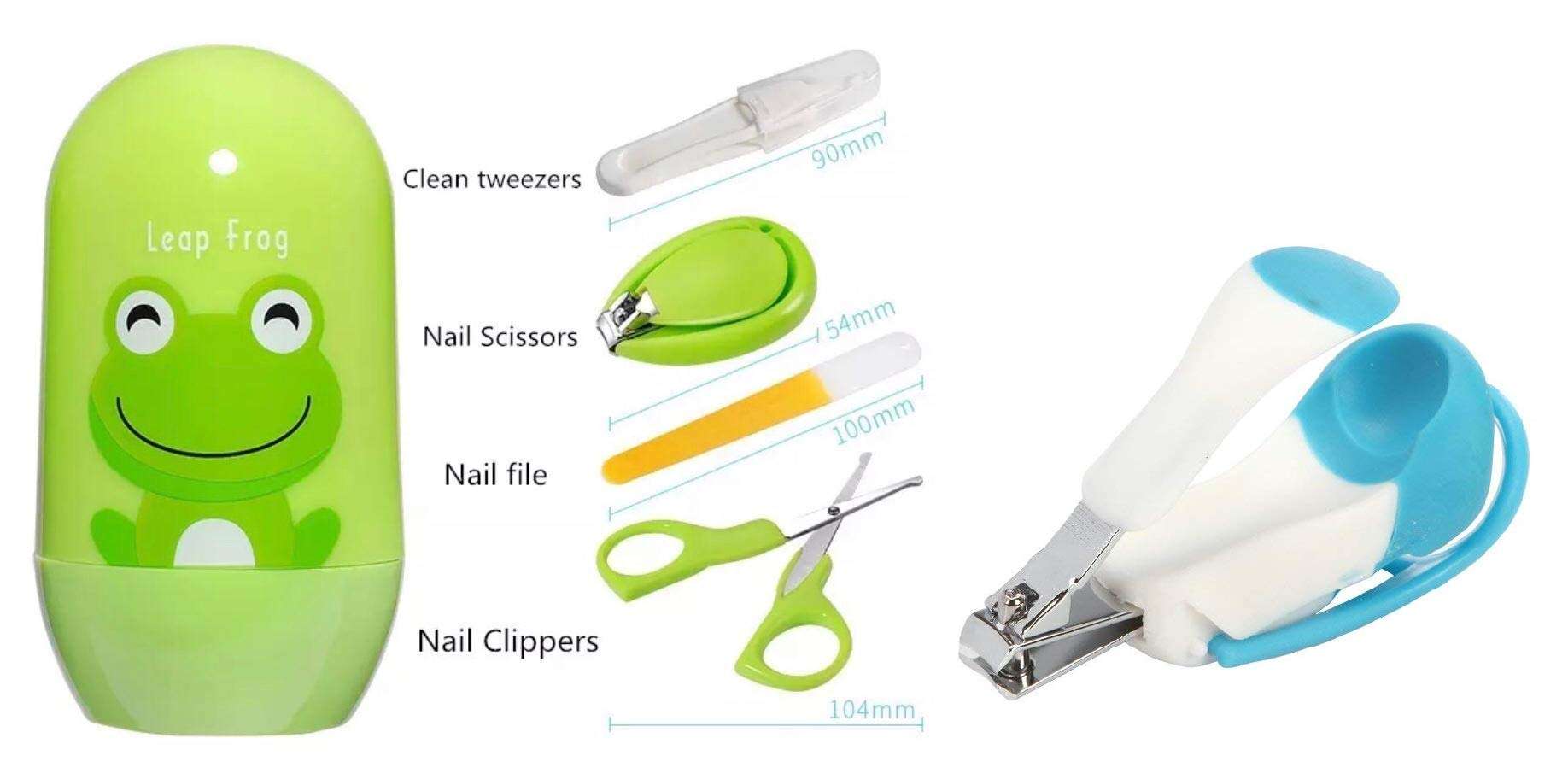 CHOTE USTAD 4-in-1 BPA-free Baby Grooming Kit 1 Nail Scissors, 1 Clipper, 1 File and 1 Tweezer and with 1 Extra Nail Cutter (Multicolour) -Set of 5 Pieces