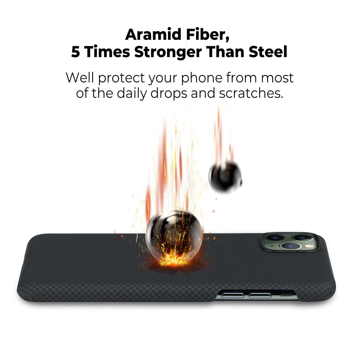 PITAKA Magnetic Case for iPhone 11 Pro 5.8" Minimalist MagEZ Case 100% Aramid Fiber Durable Perfectly Fit Cover-Black/Grey(Plain) 5