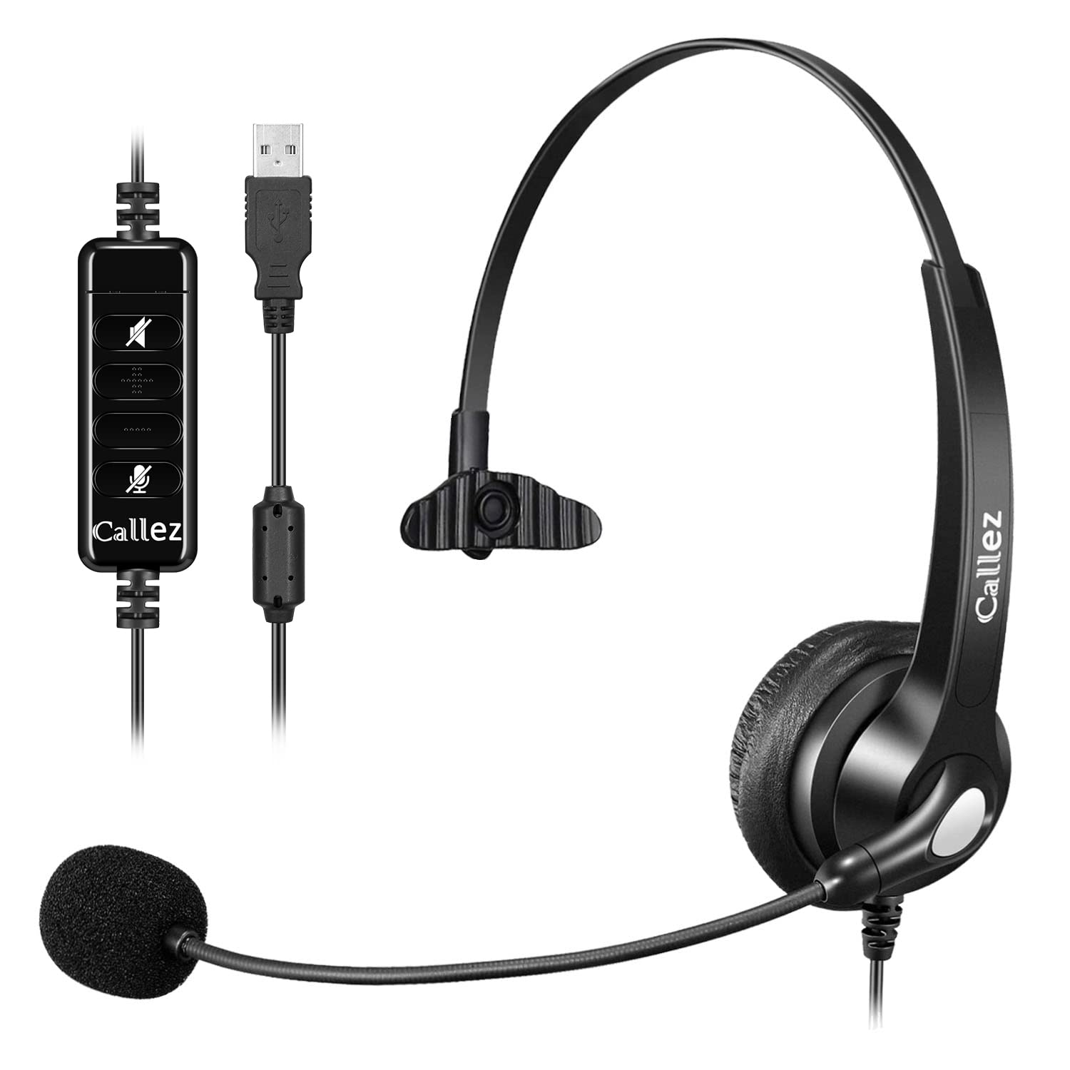 USB Headset with Microphone for PC, Computer Headset with Microphone Noise Cancelling & Mute for Mac Laptop, Wired USB Headphones for Call Center Office Classroom Skype Zoom 1