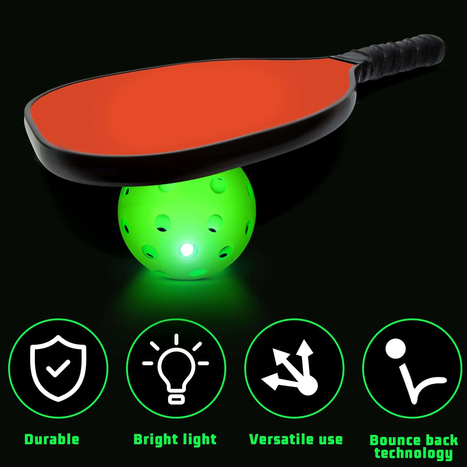 Chitidr 12 Pieces LED Light Up Plastic Practice Baseballs Plastic Hollow Balls Glow Lightweight Training Balls Green Glow Ball for Training Hitting Baseball Batting, Batteries Included 6