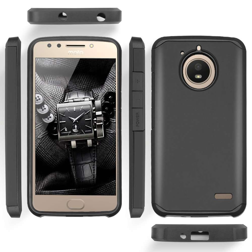 TJS Phone Case Compatible with Motorola Moto E4 Plus, Dual Layer Hybrid Shockproof Drop Protection Impact Rugged Marble Cover (Stardust) 6