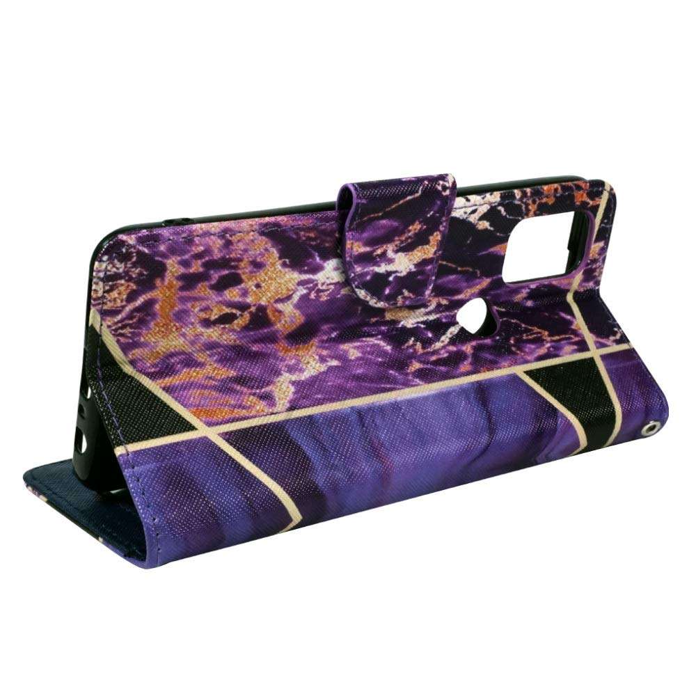 Zase Design for OnePlus Nord N10 5G Wallet Phone Case for Women Pouch PU Leather Flip Folio Cute Cover w/Kickstand ID Card Holder Money Slot Wrist Strap for OnePlus Nord N10 5G (Purple Gold Marble) 4