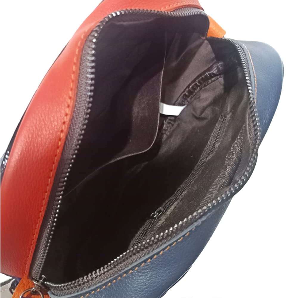 BYKOINE Women Cute Heart-Shaped Purse Genuine Leather Multicolor Splicing Handbag Colorful Patchwork Rivet Shoulder Satchel 6