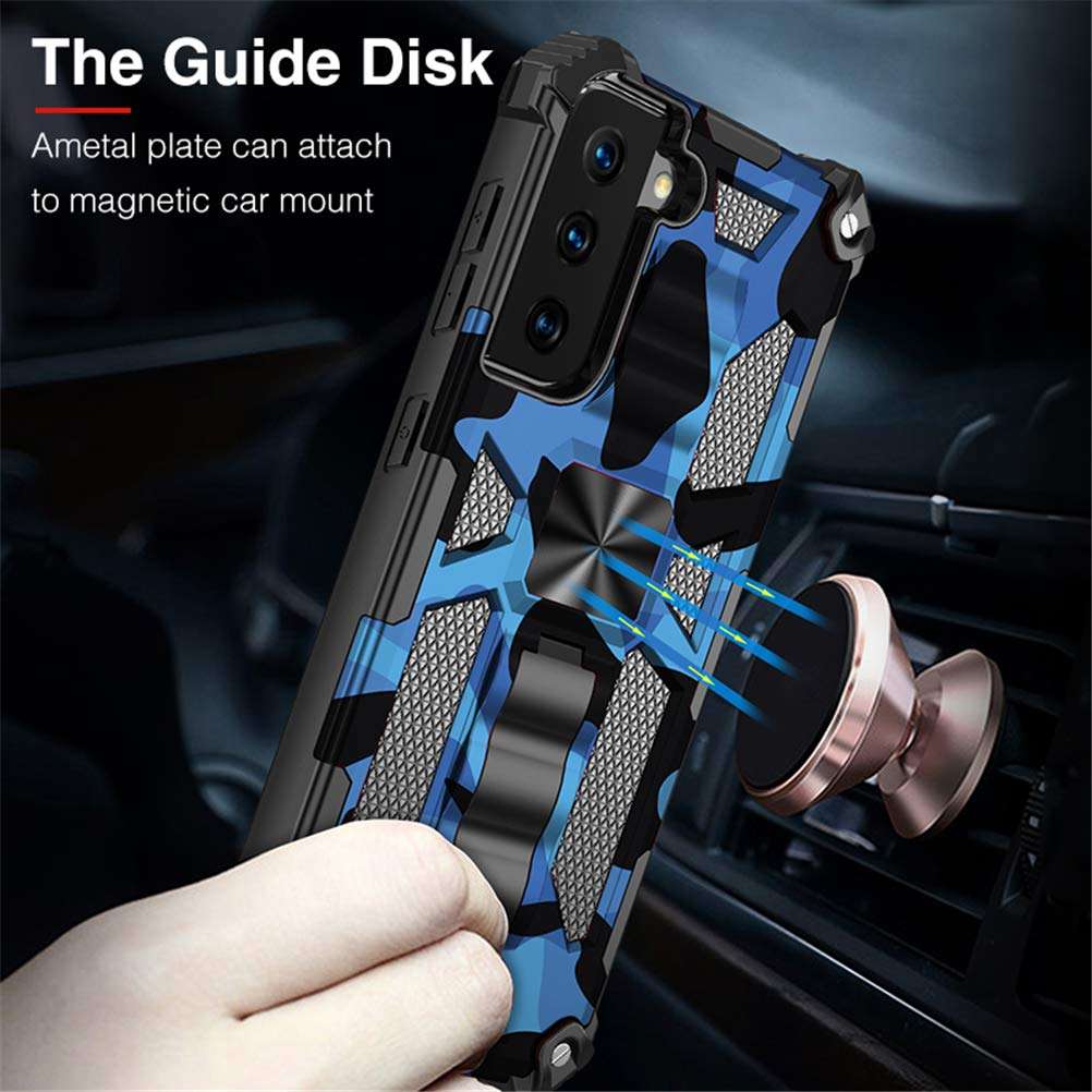 Croazhi S21 Plus Case Phone Case Compatible with Samsung Galaxy S21 Plus 5G Cover Heavy Duty Protection Armor Protective Cases S21+ 5G Case Camouflage with Kickstand Megnetic Shockproof 4