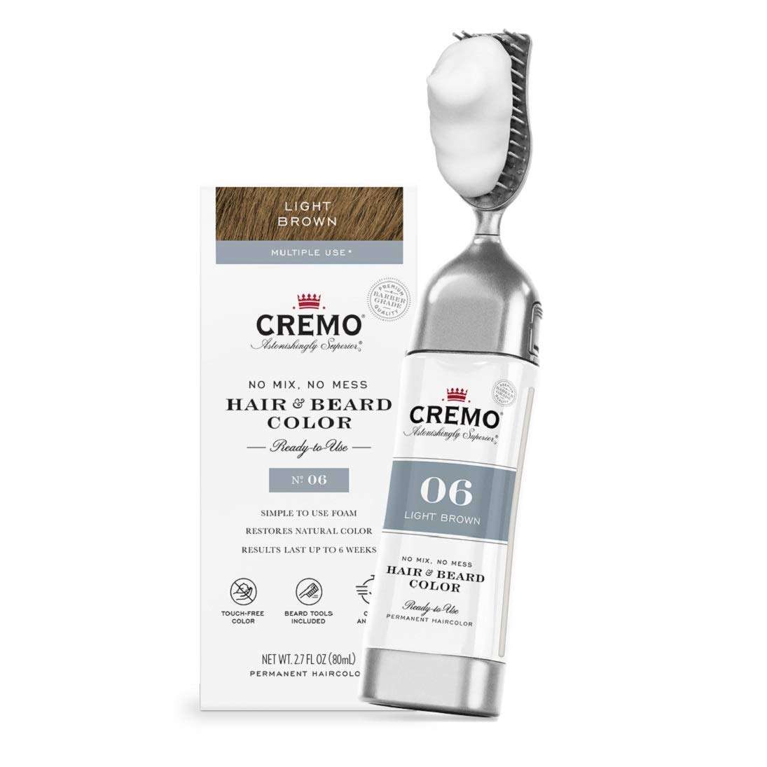 Cremo No Mix No Mess Hair and Beard Color, Light Brown, 2.7 Fl Oz 1