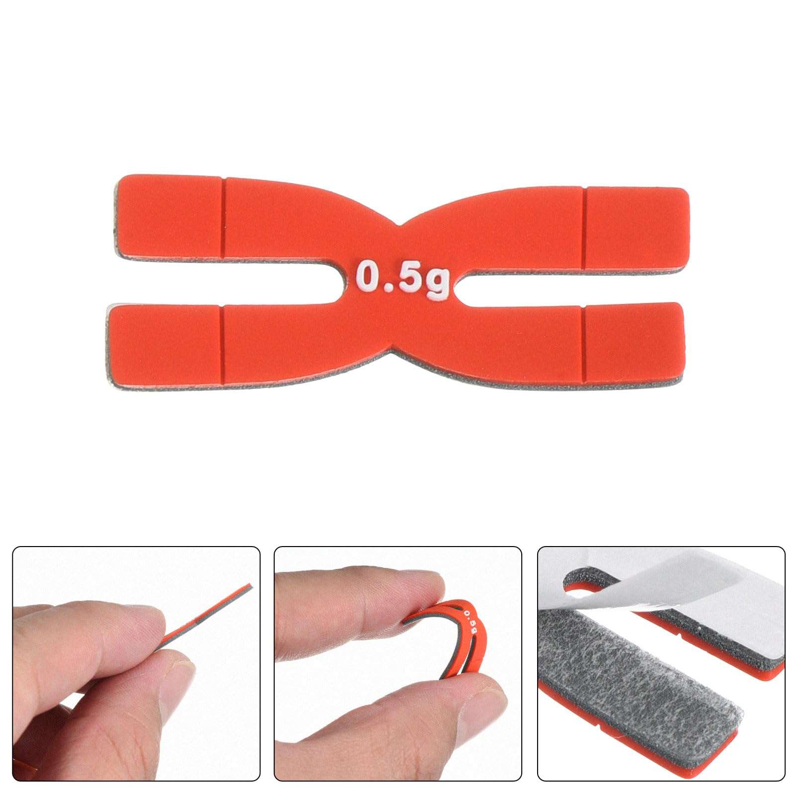 PATIKIL 0.5g Racket Weight Balance Strips, 10 Pack Silicone Badminton Racquet Weighted Tapes, Red 5